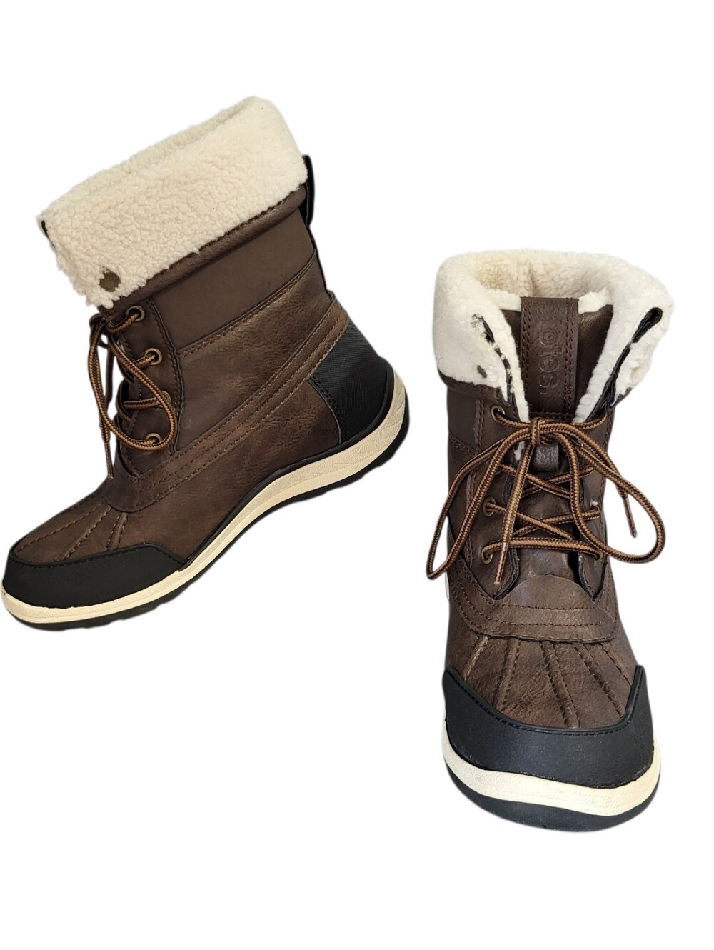 Totes Winter Ankle Boots Womens Size 7 M Brown Sherpa Lined Waterproof Rain Snow